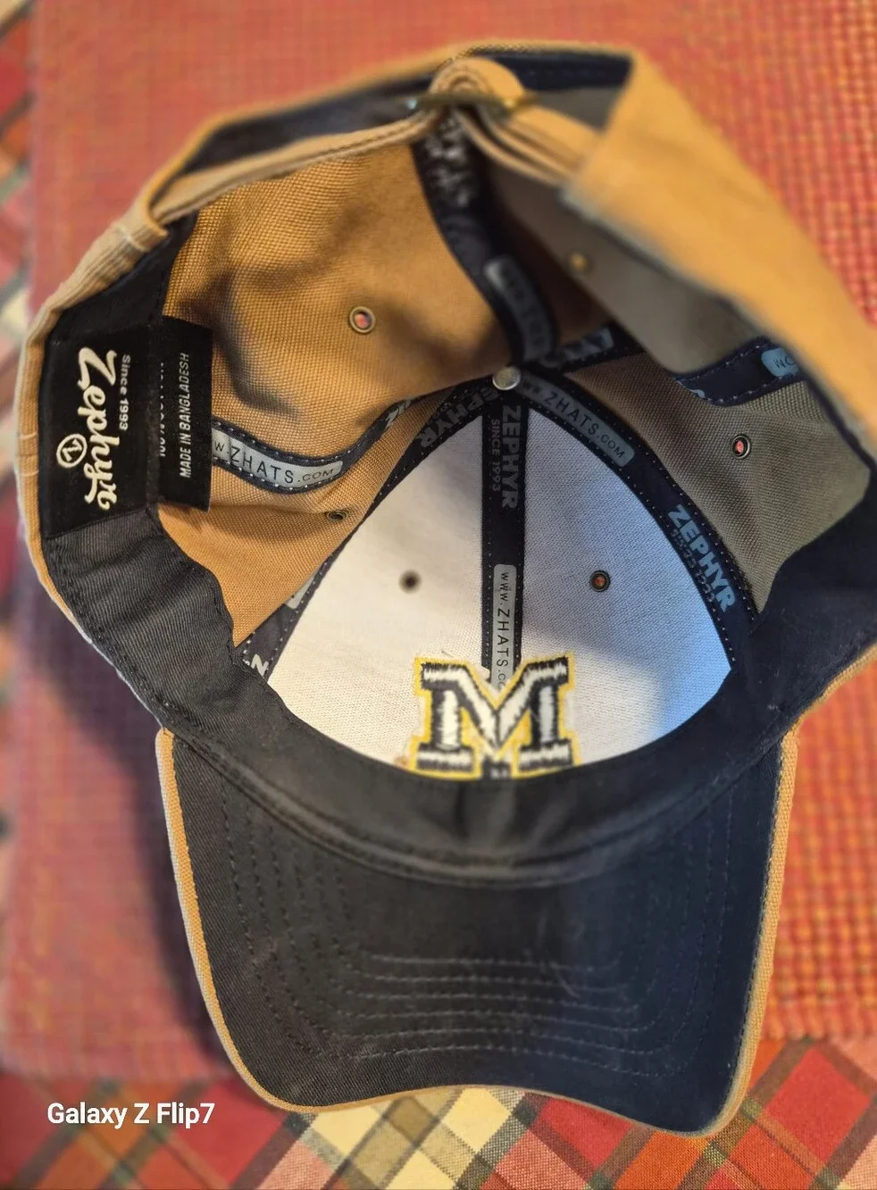University Of Michigan, Zephyr Brand, Tan Baseball Cap, Unworn, Adjustable